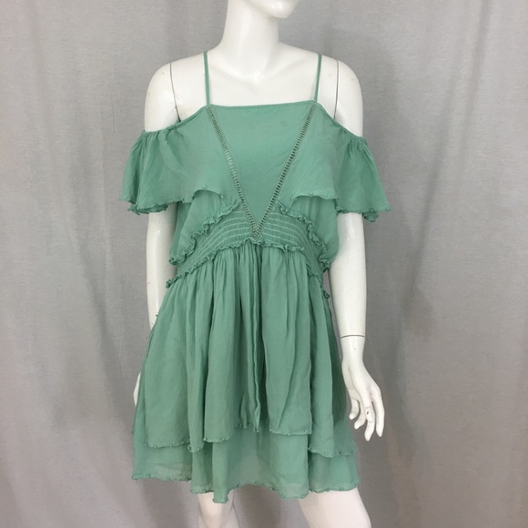 SOLD XL Anthro Maeve Green Elisa Ruffle Mini Dress - Picture 8 of 8